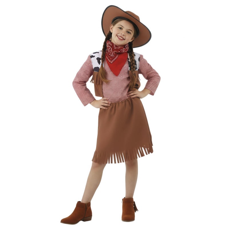 fun shack Cowgirl Outfit Kids Costume, Girls Cowgirl Dress for Parties, Western Themed Dress Up for Children, X-Large - Image 1